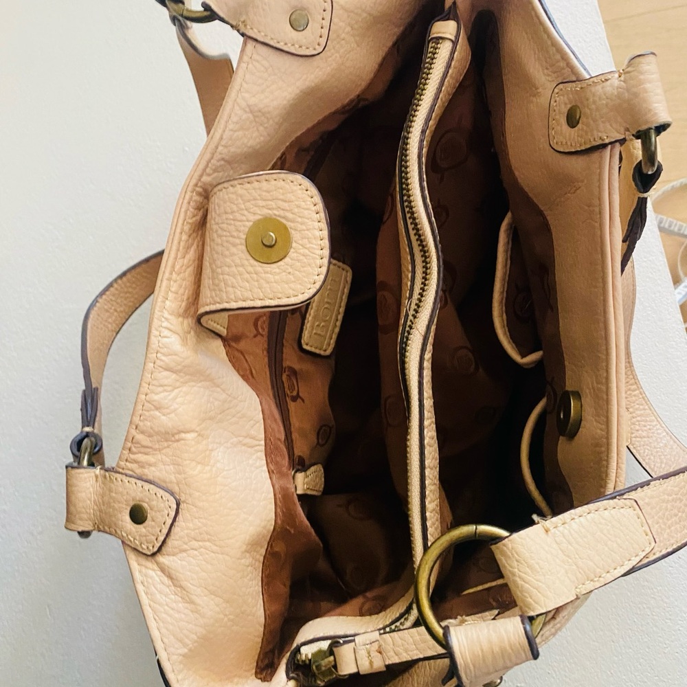 Born Tan Leather Snap Close 3 Compartment Shoulder Purse - Picture 8 of 10